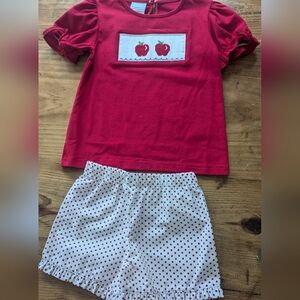 Southern Sunshine Kids Toddler Girl Smocked Apple Shorts Set Size 24M, NWT